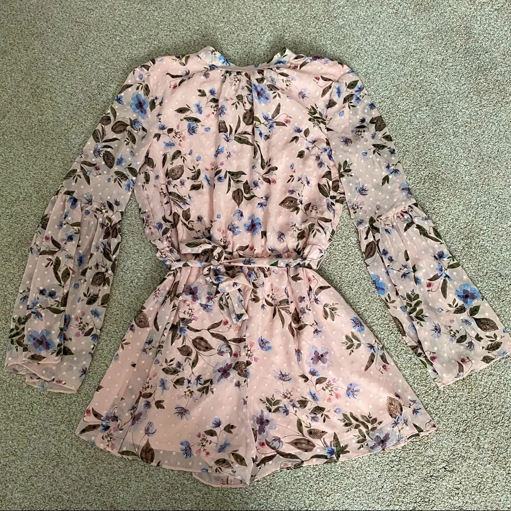 Floral print longsleeve romper - Picture 1 of 5